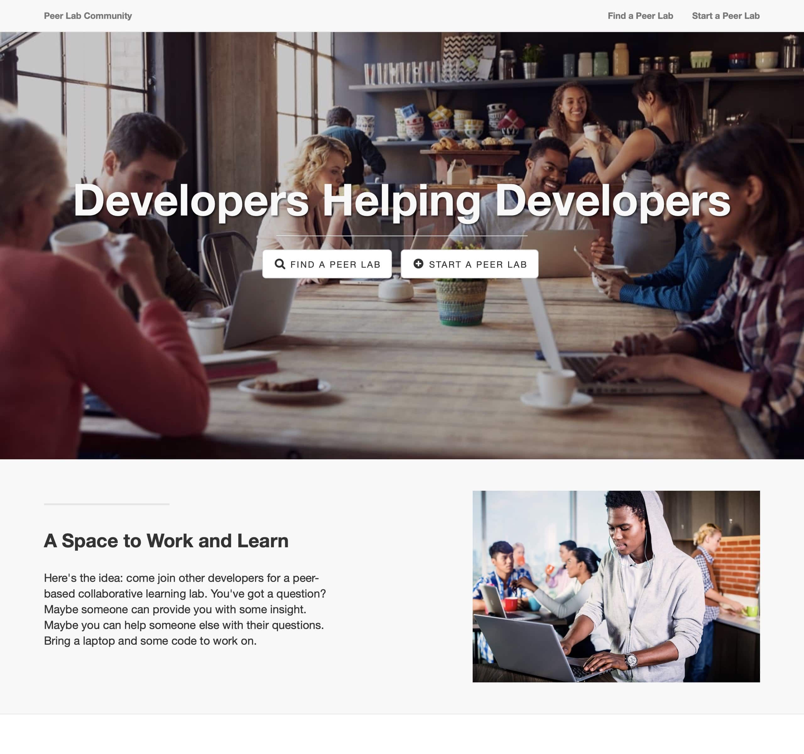 Screenshot of a webpage that has the header Developers Helping Developers