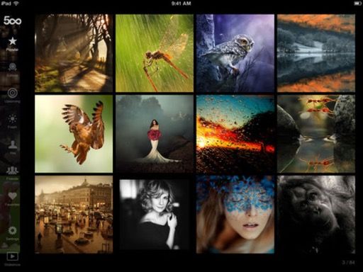 Screenshot of the 500px iPad app.