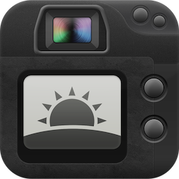An app icon that looks like the back of a camera with a sunrise on the camera screen
