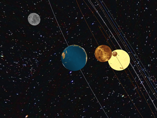 Screenshot of a solar system simulation