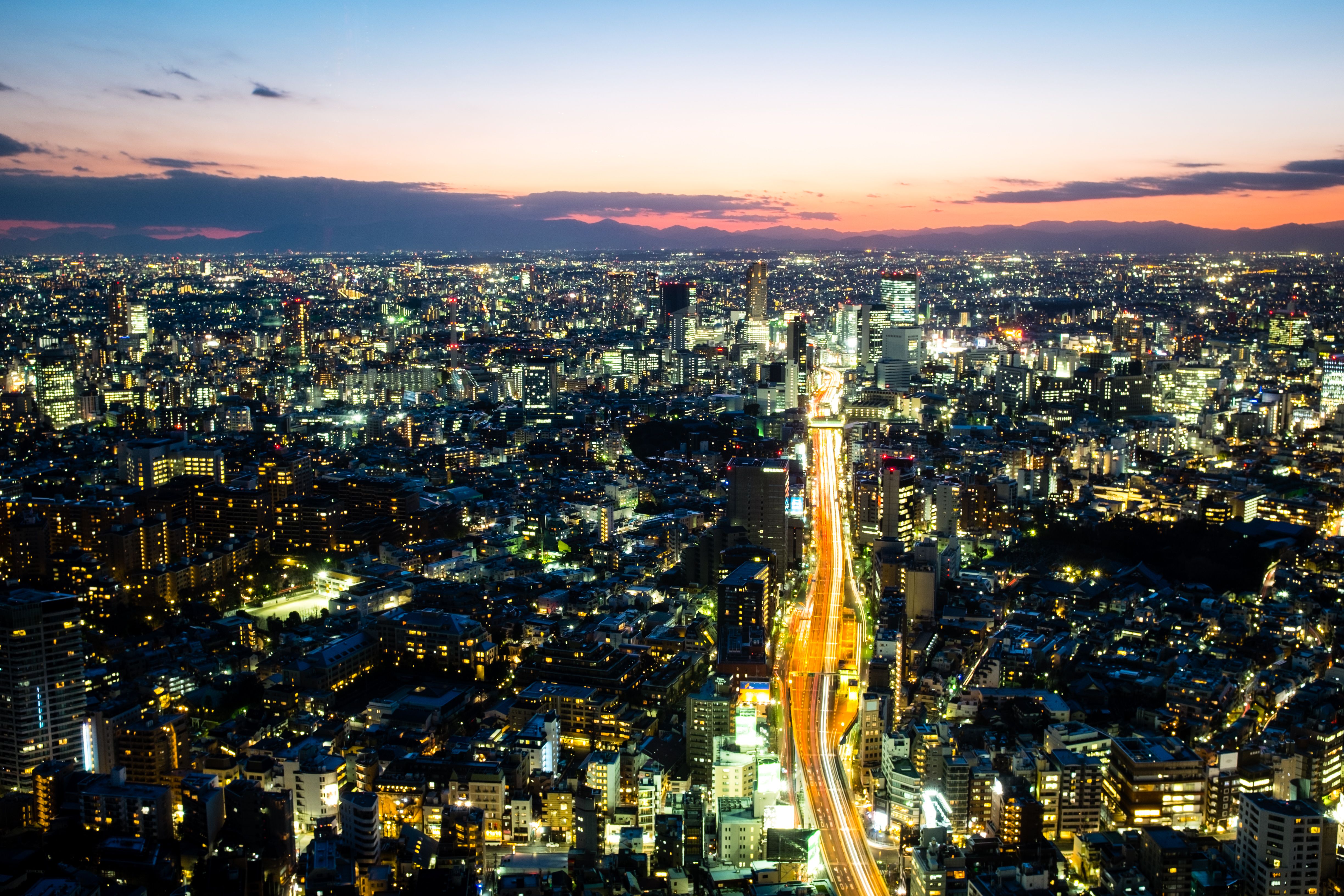 Photo of Tokyo just after sunset