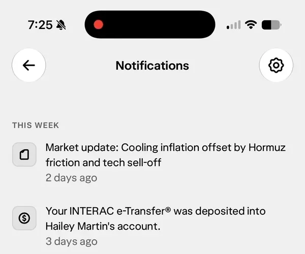 Normal context menu opening animation, invoked by tapping a navigation item at the top of a list, with normal menu items and icons.