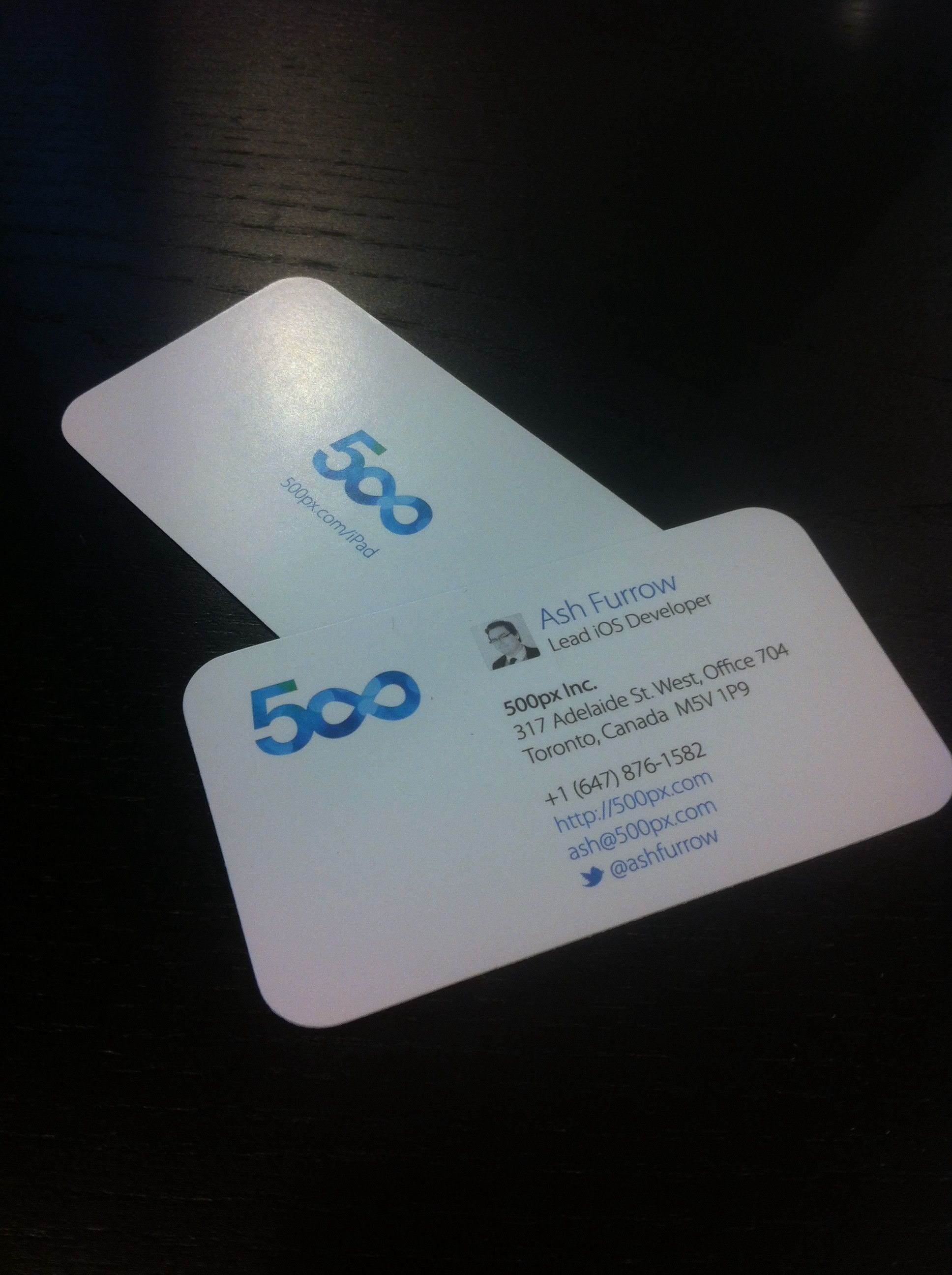 Photo of my 500px business cards
