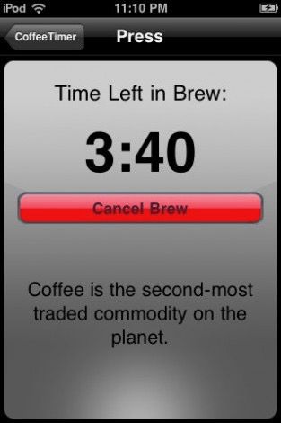 Screenshot of an iOS app for making coffee