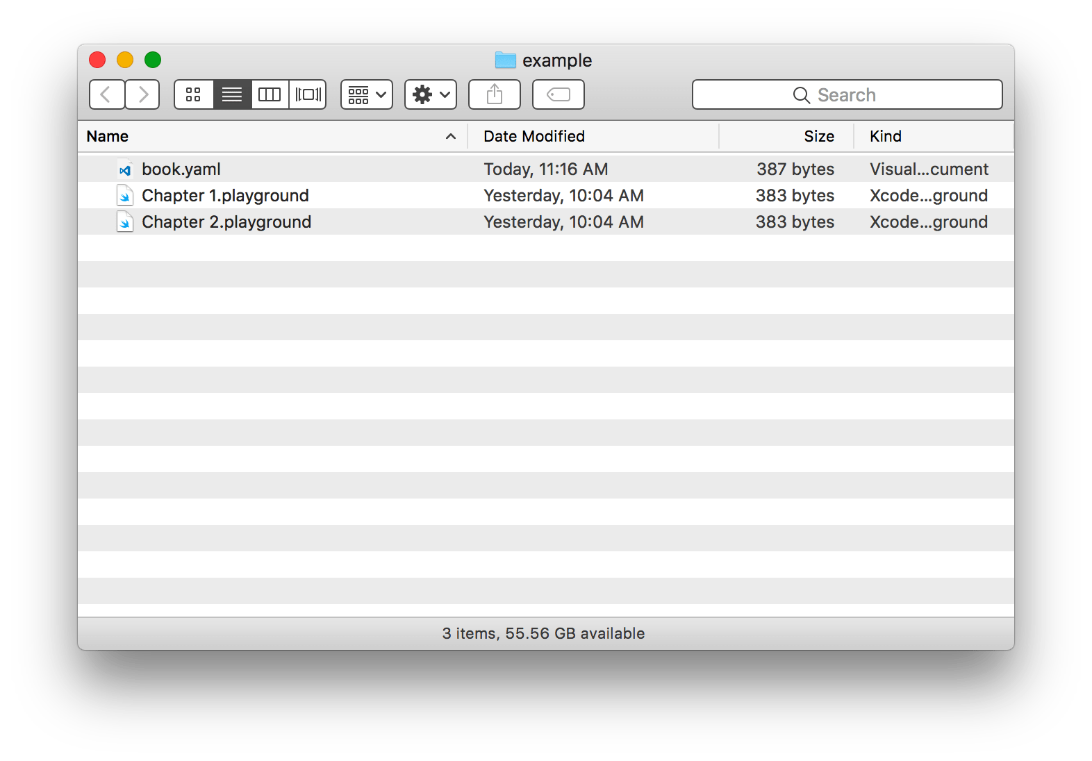Structure of a rendered playground book