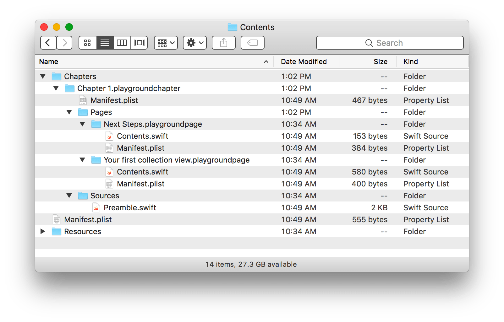 Structure of a playground book source