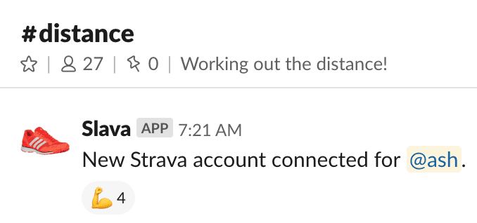 Slack channel reaction to my first run shared there